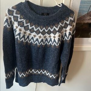 Aqua Blue and White Winter Sweater